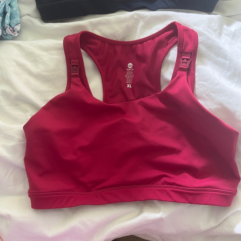 Senita Athletics Raspberry Pink Nursing Sports Bra